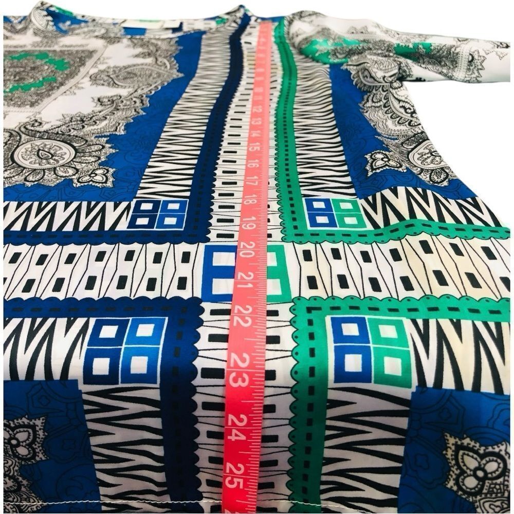 Chico’s Blue and Green Patchwork Top Blouse - Picture 9 of 9